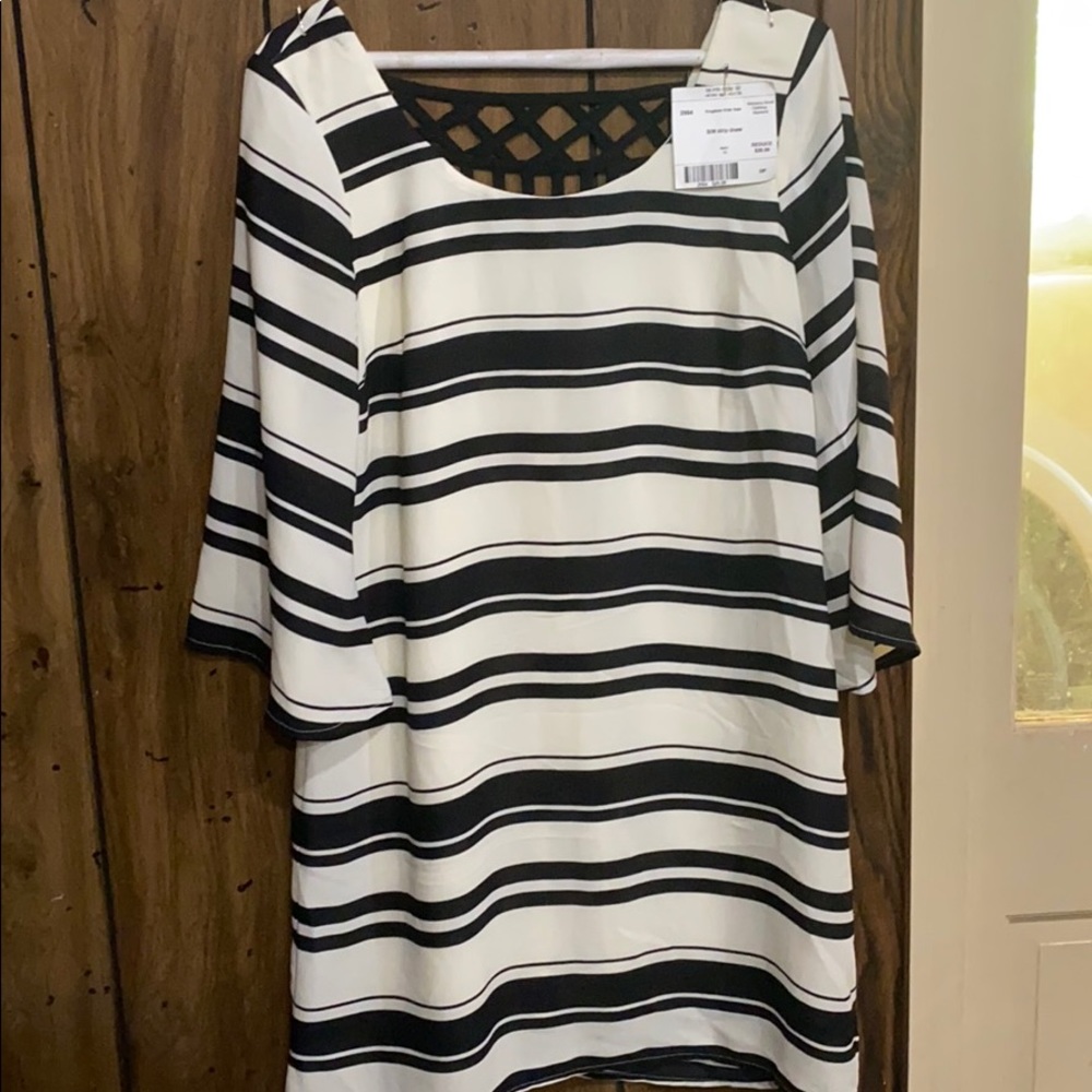 Black and white striped dress